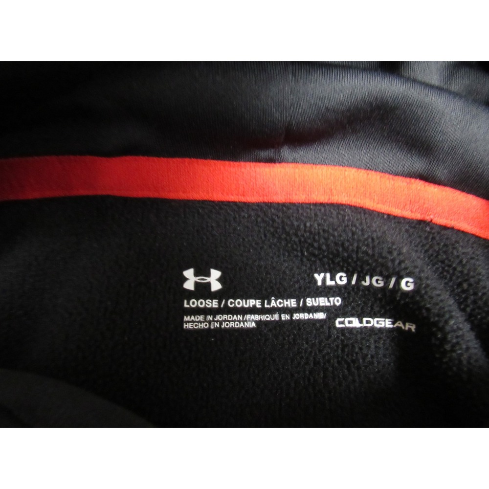 Under Armour ColdGear Boys Hoodie Black Red Graphic Logo Sweatshirt YLG Large - Picture 3 of 7